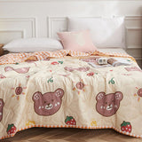 Summer Blanket Polyester Fiber Washable Skin Friendly Summer Quilt Thin Blanket Bed Accessories for Dormitory Bear 180x200cm/70.87x78.74in