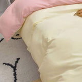 Solid Color Sheet Quilt Cover Pillow Cover Warm Breathable Washed Cotton Bed Sheet Set Creamy Pink 1.5m Four Piece Set