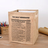 Jute Storage Box Foldable Waterproof Film Easy Cleaning Mild Texture Storage Basket for Home Office TDN Pattern - Top-Down View