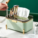 Multifunctional Tissue Box Household Desktop Storage Box Tissue Holder Box for Living Room Office Light Green - 45-Degree Angle