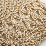 Straw Satchel Weave Bag Hand Knitting Square Shape Tassels Woven Bag for Beach Dating Beige