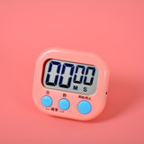 Digital Clock Timer Classroom Kitchen Magnetic Stopwatch for Kids Cooking Baking Boiling Egg Sports Pink - Top-Down View