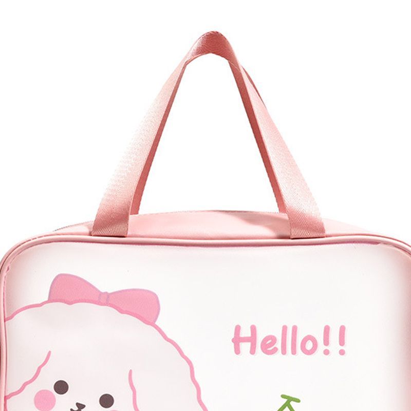 Clear Travel Bag Cherry Puppy Frosted Translucent Waterproof PVC Toiletry Bag Pouch for Washing L 12.2 X 3.9 X 7.9in