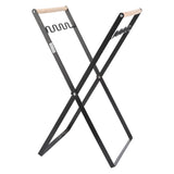 Trash Bag Holder Stand Rubber Wood Handle Iron Stand Flat Appearance Foldable Portable Garbage Bag Stand for Indoor Outdoor Use Black - Extra Image
