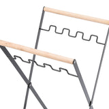 Trash Bag Holder Stand Rubber Wood Handle Iron Stand Flat Appearance Foldable Portable Garbage Bag Stand for Indoor Outdoor Use Black - Extra Image