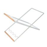 Trash Bag Holder Stand Rubber Wood Handle Iron Stand Flat Appearance Foldable Portable Garbage Bag Stand for Indoor Outdoor Use White