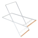 Trash Bag Holder Stand Rubber Wood Handle Iron Stand Flat Appearance Foldable Portable Garbage Bag Stand for Indoor Outdoor Use White - Close-Up Angle