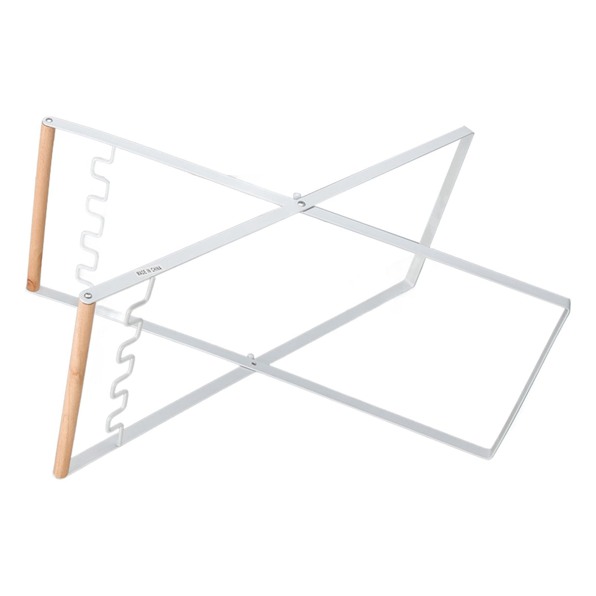 Trash Bag Holder Stand Rubber Wood Handle Iron Stand Flat Appearance Foldable Portable Garbage Bag Stand for Indoor Outdoor Use White
