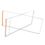 Trash Bag Holder Stand Rubber Wood Handle Iron Stand Flat Appearance Foldable Portable Garbage Bag Stand for Indoor Outdoor Use White