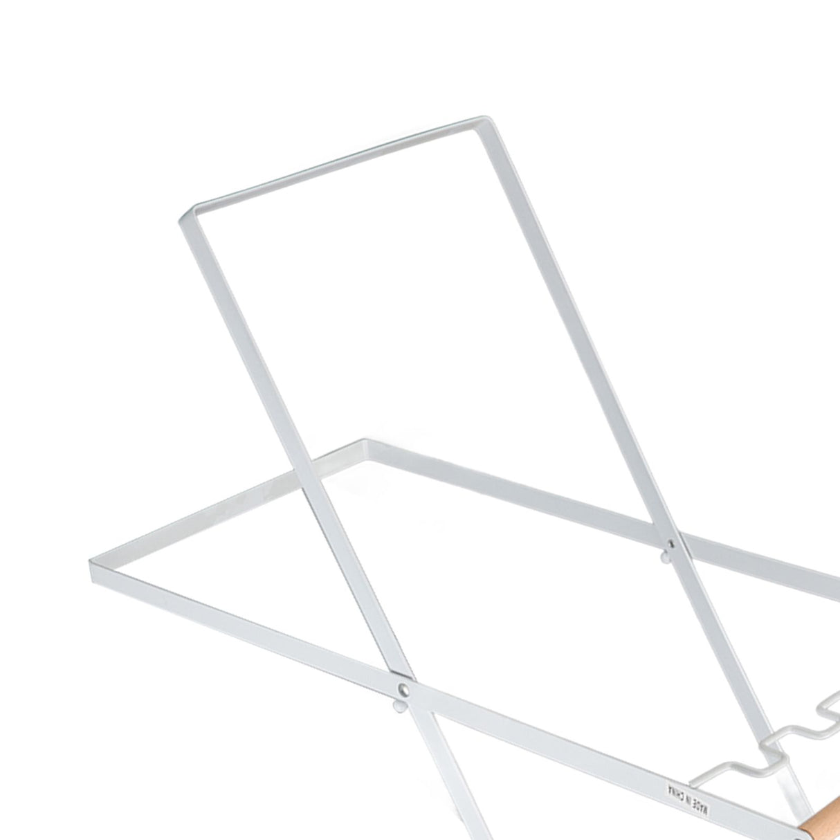 Trash Bag Holder Stand Rubber Wood Handle Iron Stand Flat Appearance Foldable Portable Garbage Bag Stand for Indoor Outdoor Use White