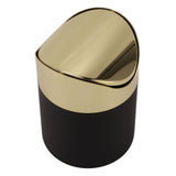 Desktop Trash Can Stainless Steel Household Mini Trash Basket Clamshell Paper Basket with Gold Lid