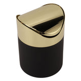 Desktop Trash Can Stainless Steel Household Mini Trash Basket Clamshell Paper Basket with Gold Lid - Extra Image