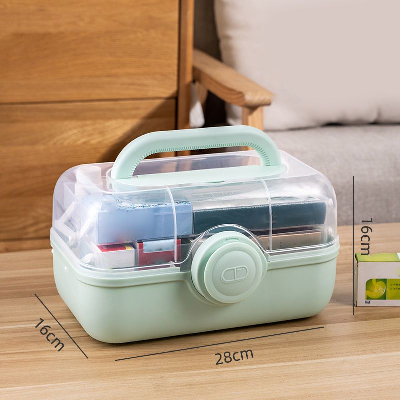 Medicine Storage Box Plastic Multi Layer Large Capacity Medicine Cabinet for Household Green(medium)