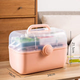 Medicine Storage Box Plastic Multi Layer Large Capacity Medicine Cabinet for Household Pink(large)