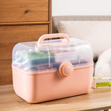 Medicine Storage Box Plastic Multi Layer Large Capacity Medicine Cabinet for Household Pink(large)