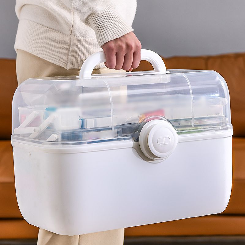 Medicine Storage Box Plastic Multi Layer Large Capacity Medicine Cabinet for Household White (large)