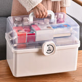 Medicine Storage Box Plastic Multi Layer Large Capacity Medicine Cabinet for Household White (large) - Rear View
