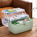 Medicine Storage Box Plastic Multi Layer Large Capacity Medicine Cabinet for Household Green (large) - Rear View