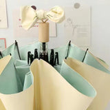 Folding Sun Umbrella UV Blocking Pure Color Black Rubber Sunscreen Umbrella for Rain Or Shine Yellow and Green - Front View