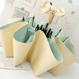 Folding Sun Umbrella UV Blocking Pure Color Black Rubber Sunscreen Umbrella for Rain Or Shine Yellow and Green