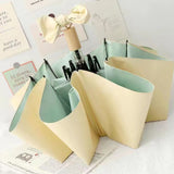 Folding Sun Umbrella UV Blocking Pure Color Black Rubber Sunscreen Umbrella for Rain Or Shine Yellow and Green