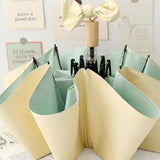 Folding Sun Umbrella UV Blocking Pure Color Black Rubber Sunscreen Umbrella for Rain Or Shine Yellow and Green - 45-Degree Angle