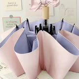 Folding Sun Umbrella UV Blocking Pure Color Black Rubber Sunscreen Umbrella for Rain Or Shine Pink and Purple - 45-Degree Angle