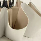 Folding Sun Umbrella UV Blocking Pure Color Black Rubber Sunscreen Umbrella for Rain Or Shine White and Brown - Front View