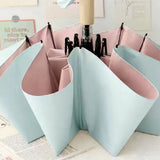 Folding Sun Umbrella UV Blocking Pure Color Black Rubber Sunscreen Umbrella for Rain Or Shine Blue and Pink - Front View