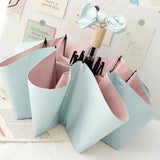 Folding Sun Umbrella UV Blocking Pure Color Black Rubber Sunscreen Umbrella for Rain Or Shine Blue and Pink - Top-Down View