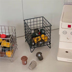 Storage Basket Stainless Steel Mesh Open Design Storage Container for Home Office Dorm Black