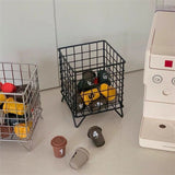 Storage Basket Stainless Steel Mesh Open Design Storage Container for Home Office Dorm Black - 45-Degree Angle