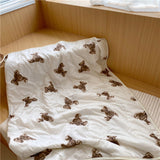 Air Conditioning Blanket Quilt Lightweight Bear Pattern Summer Blanket for Noon Break 150x200