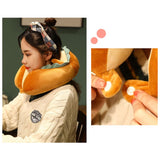 U Shaped Neck Pillow Portable Cute Head Pillow for Office Nap Travel Car Sleeping Smile Bread