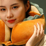 U Shaped Neck Pillow Portable Cute Head Pillow for Office Nap Travel Car Sleeping Smile Bread