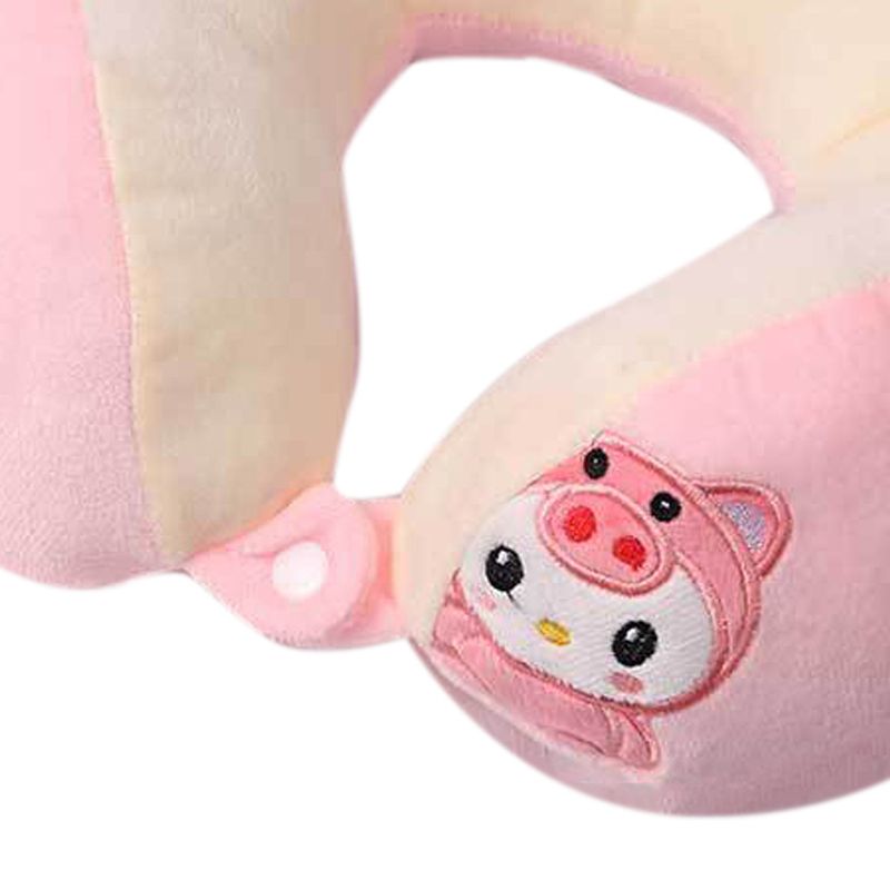 U Shaped Neck Pillow Portable Cute Head Pillow for Office Nap Travel Car Sleeping Double Embroidery Pig