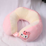 U Shaped Neck Pillow Portable Cute Head Pillow for Office Nap Travel Car Sleeping Double Embroidery Pig - 45-Degree Angle