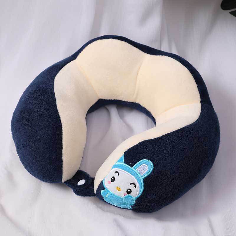 U Shaped Neck Pillow Portable Cute Head Pillow for Office Nap Travel Car Sleeping Double Embroidery Rabbit