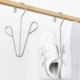 Shoes Hanging Drying Rack Double Hook Stainless Steel Storage Organizer Space Saving for Home Dormitory Polished - Side View