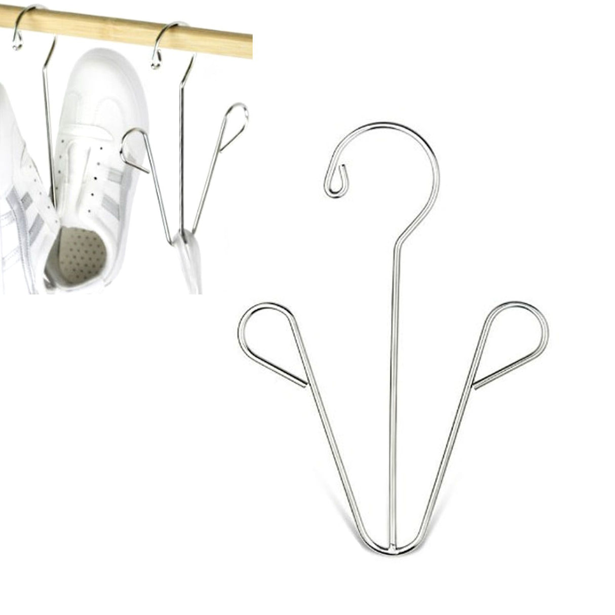 Shoes Hanging Drying Rack Double Hook Stainless Steel Storage Organizer Space Saving for Home Dormitory Polished