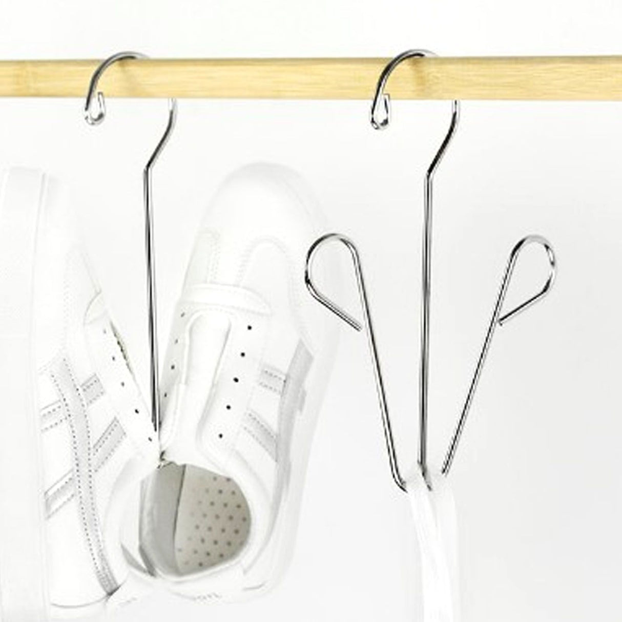 Shoes Hanging Drying Rack Double Hook Stainless Steel Storage Organizer Space Saving for Home Dormitory Polished