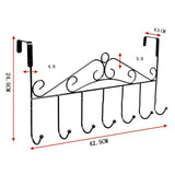 Over The Door Hook Rack Detachable 7 Hooks Door Hanger Organizer for Towels Handbags Coats Black
