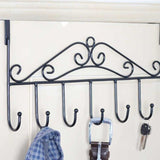 Over The Door Hook Rack Detachable 7 Hooks Door Hanger Organizer for Towels Handbags Coats Black