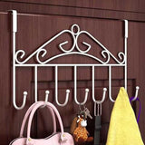 Over The Door Hook Rack Detachable 7 Hooks Door Hanger Organizer for Towels Handbags Coats White - Side View