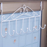 Over The Door Hook Rack Detachable 7 Hooks Door Hanger Organizer for Towels Handbags Coats White - Top-Down View