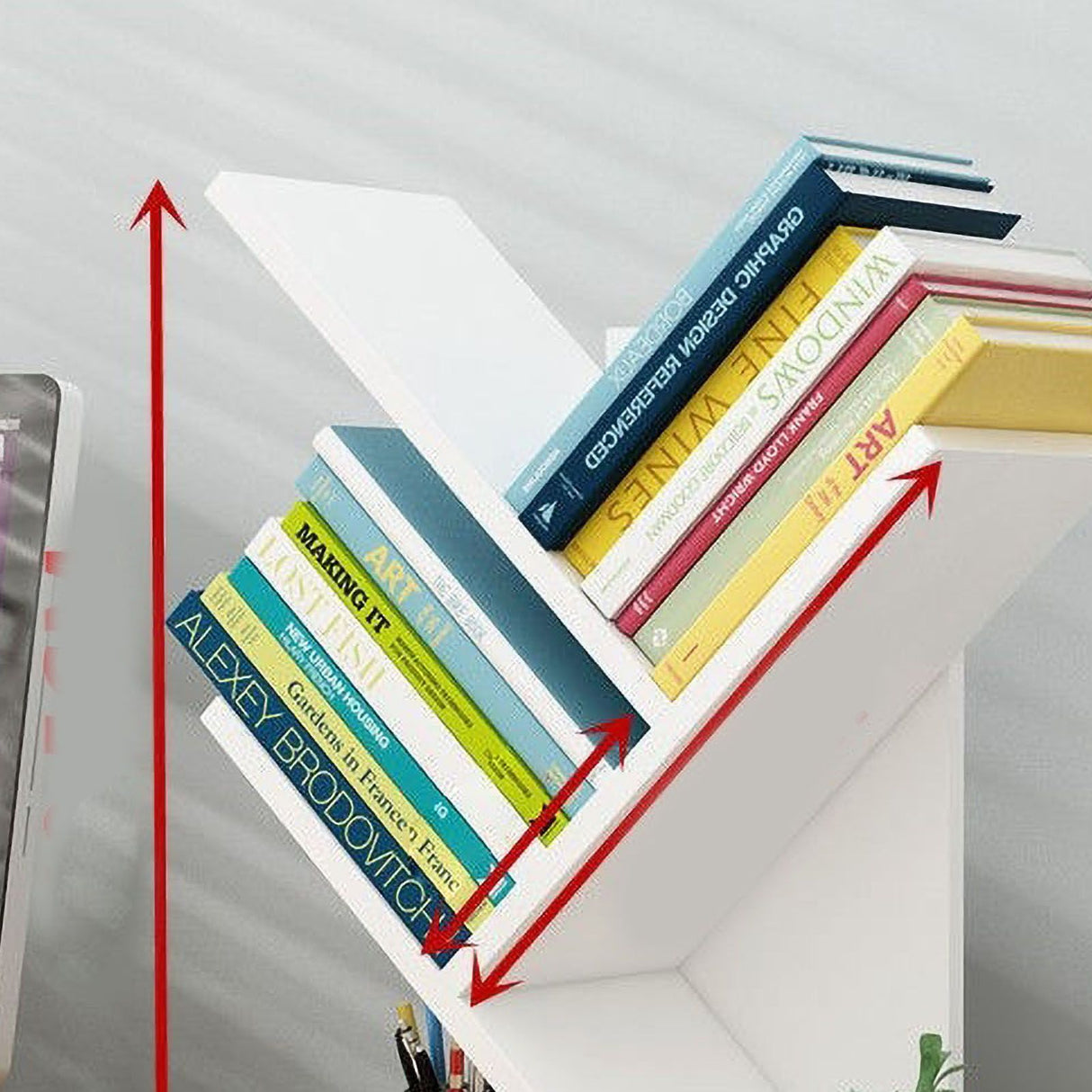 Tree Bookshelf Solid Wood Ingenious 3 Tier Space Saving Book Storage Organizer Shelves for Office Home School White