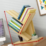 Tree Bookshelf Solid Wood Ingenious 3 Tier Space Saving Book Storage Organizer Shelves for Office Home School Light Walnut Color - Side View
