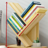 Tree Bookshelf Solid Wood Ingenious 3 Tier Space Saving Book Storage Organizer Shelves for Office Home School Light Walnut Color