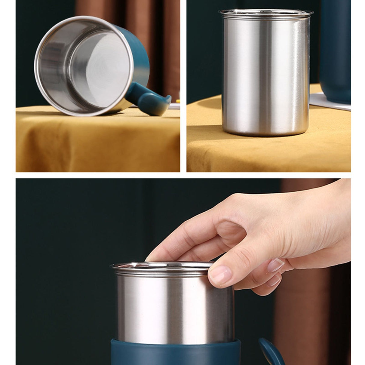 550ml Stainless Steel Double Walled Mugs Leakproof Prevent Scalding Frosted Insulated Coffee Mugs for Home Cafe Office Dark Green 550ml