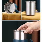 550ml Stainless Steel Double Walled Mugs Leakproof Prevent Scalding Frosted Insulated Coffee Mugs for Home Cafe Office Dark Green 550ml